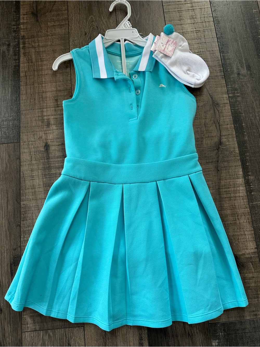 Tommy Bahama Active Dress & Sock Set Teal Girls Size 7-8